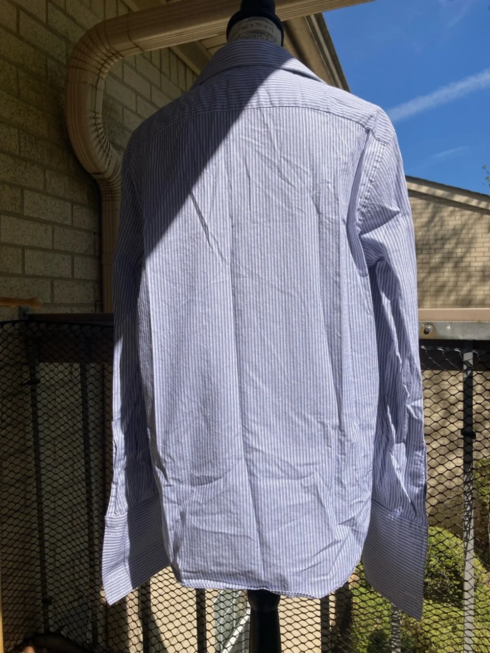 Michael Kors Men's 100% Cotton Blue White Grey Striped Button Down Shirt Large - Picture 9 of 17